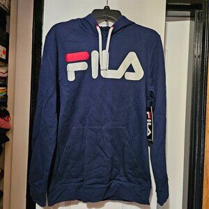 Fila Heritage Men's Basic Logo Front Pullover Hoodie in Navy Blue